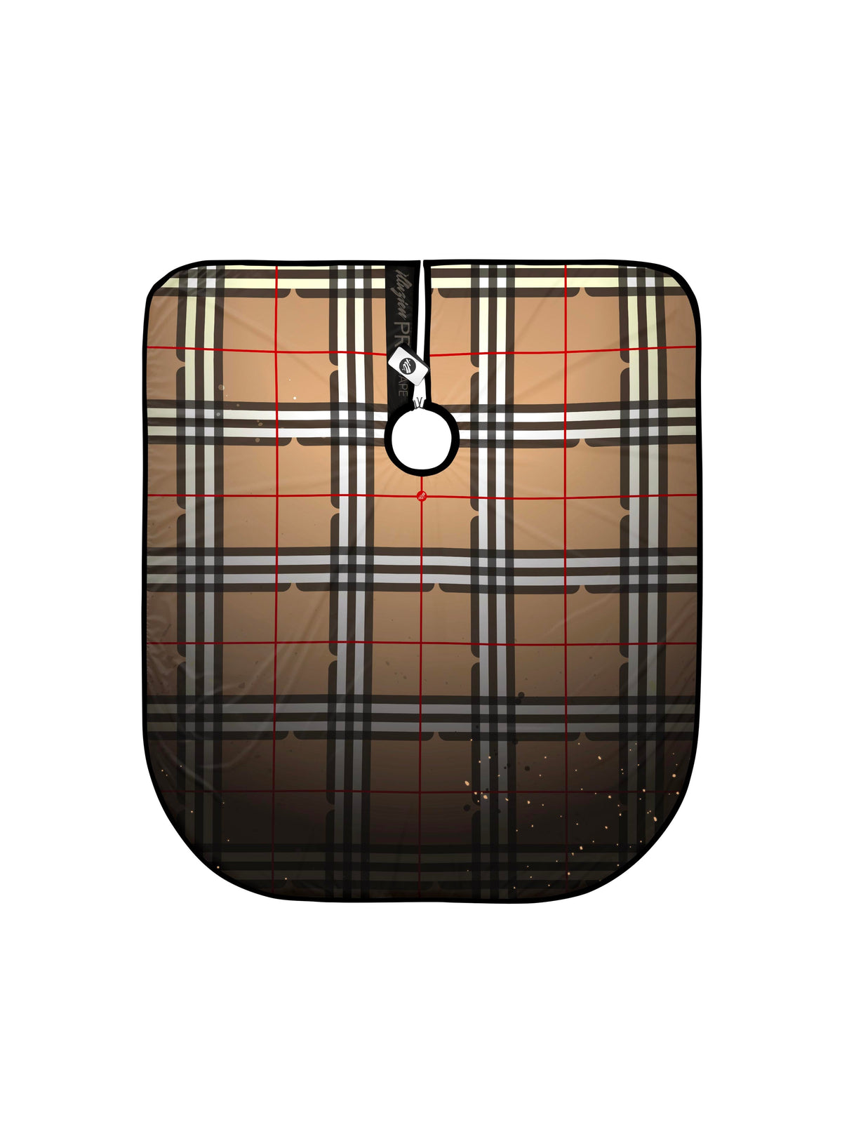 Illuzien Tan Plaid Pro Barber Cape, Hair Cut Cape, Water-Resistant Barber Accessories, Professional (Snap)
