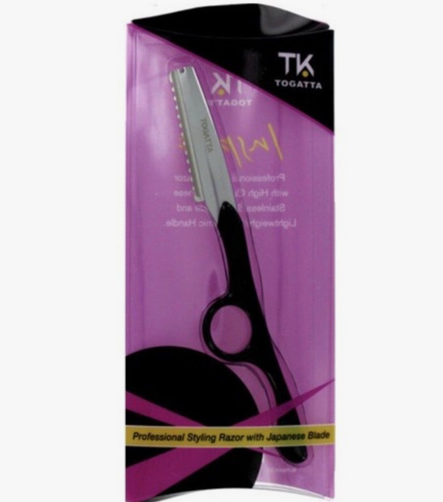 TK Togatta JPESE Stainless Steel Blade Hair Styling Straight Razor, Black, TK2-SR