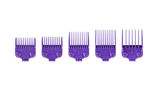 Andis Nano-Silver Magnetic Attachment 5 Combs with, 1/8 , 1/4 , 3/8 , 1/2 , – Purple