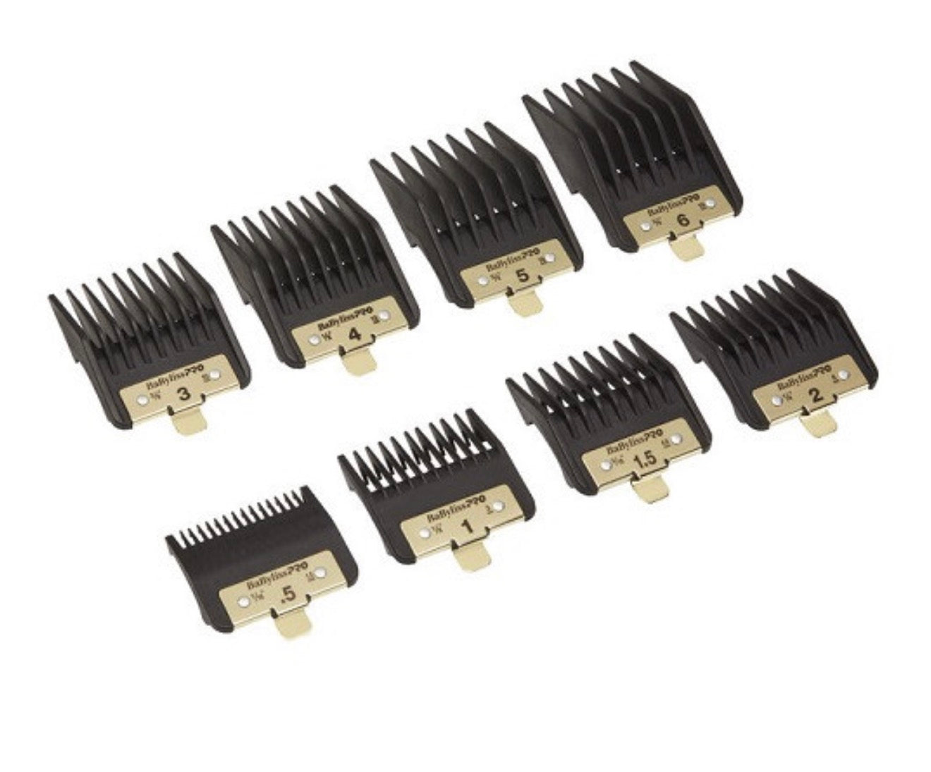 Babyliss 4 Barbers Guards 8 Set Pcs Premium Black and Gold Guards