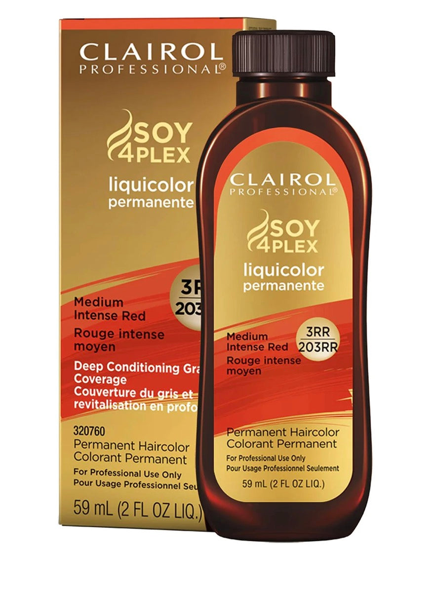 Clairol  Permanent Soy Plex 4 Liquicolor for Dark Hair Color, 3RR Mediumium Intense Red