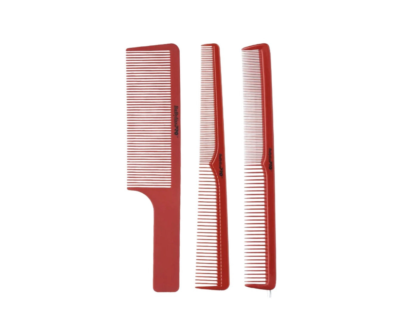 Babyliss Barberology 3pcs Combs Red ( Clipper Comb, Taper Comb, Cutting Comb)