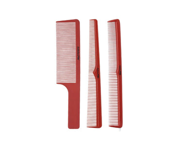Babyliss Barberology 3pcs Combs Red ( Clipper Comb, Taper Comb, Cutting Comb)