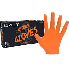 L3VEL3 Orange Nitrile Gloves Gloves X-LARGE Orange 100  Gloves