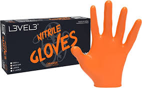 L3VEL3 Orange Nitrile Gloves Gloves Large Orange 100 Gloves