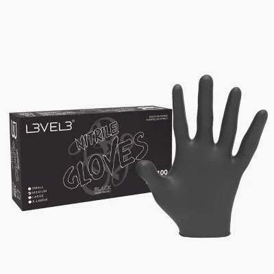 L3VEL3 Black Nitrile Gloves Gloves 100 MEDIUM