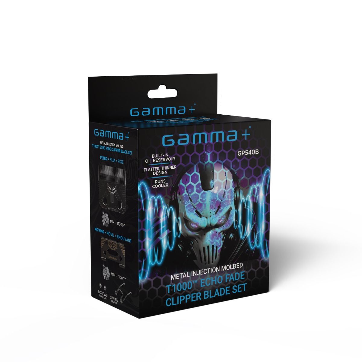 Gamma+ T1000 Echo Fixed Fade Blade and Shallow 2.0 Clipper Blade Set for Stylecraft and Gamma+ Clippers with Oil Reservoir, Sharper and Cooler Operation